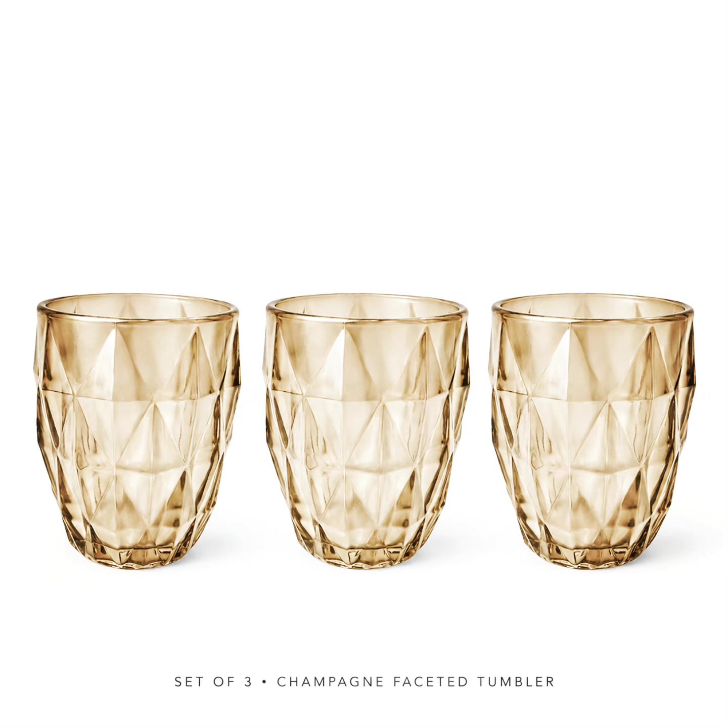 Amber Prism Diamond-Cut Tumbler Glass Candle Votive Holder