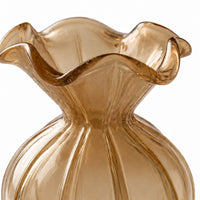 Amber Pleated Bud Vase by Farehaa Living - Ruffled Glass Vase