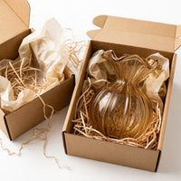 Amber Pleated Bud Vase by Farehaa Living - Ruffled Glass Vase