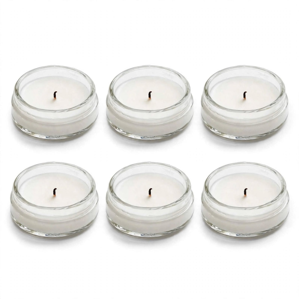 Small Glass Jar Candle with White Soy Wax | Mini Tealight Jar | 6 Pcs Set | Reusable | Handmade in Firozabad