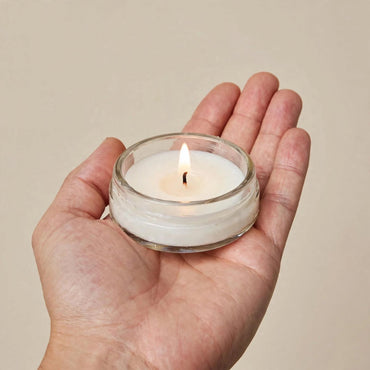 Small Glass Jar Candle with White Soy Wax | Mini Tealight Jar | 6 Pcs Set | Reusable | Handmade in Firozabad