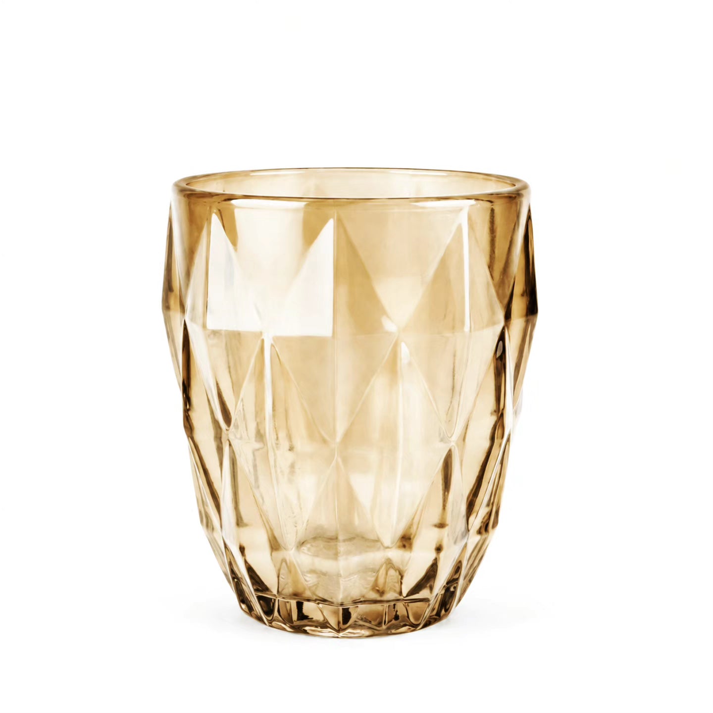 Amber Prism Diamond-Cut Tumbler Glass Candle Votive Holder