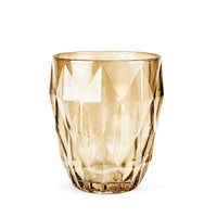 Amber Prism Diamond-Cut Tumbler Glass Candle Votive Holder