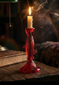 Crimson Koi Glass Candle Holder – Decorative Glass Home Décor