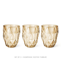 Amber Prism Diamond-Cut Tumbler Glass Candle Votive Holder